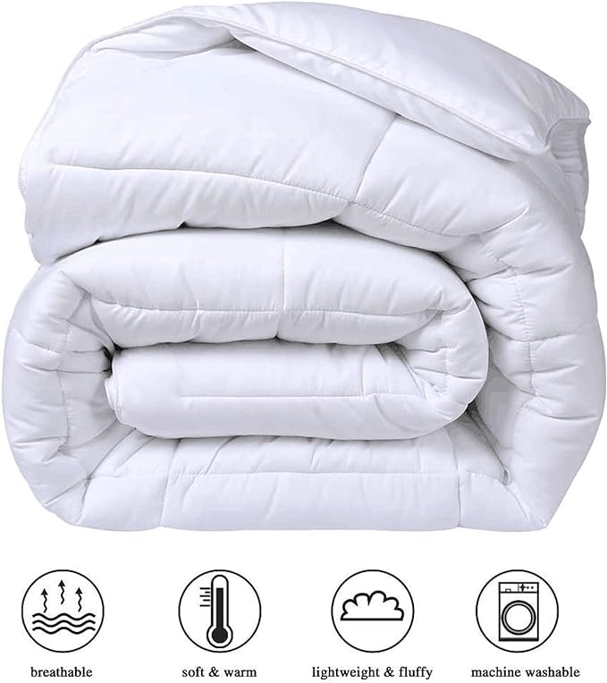 COHOME Twin/Twin XL Size Cooling Comforter, All-Season Quilted Down Alternative Duvet Insert, Luxury Hotel GentleSoft Comforter with Anti-Clump Tech & 8 Tabs - Reversible - White 64x88 inches