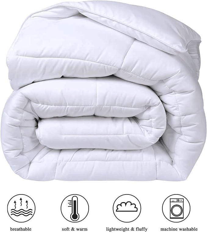 COHOME Premium Full Size Comforter, All-Season Quilted Down Alternative Duvet Insert, Luxury Hotel GentleSoft Comforter with Anti-Clump Tech & 8 Tabs - Reversible - White 82x86 inches