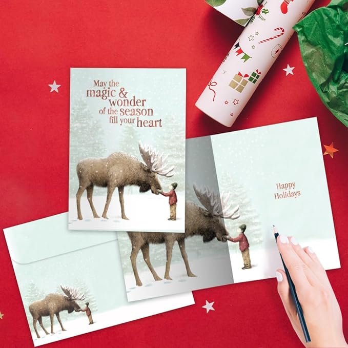 Tree-Free Greetings - Season's Greeting Cards - Artful Designs - 16 Assorted Cards + Matching Envelopes - Made in USA - 100% Recycled Paper - 5 x 7 - Dreams & Wishes (GP54095)
