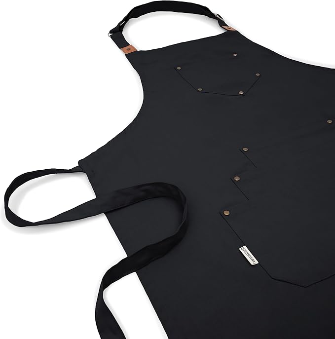 Cotton Canvas Apron for Women & Men – Adjustable Neck Strap & Waist Ties with Pockets