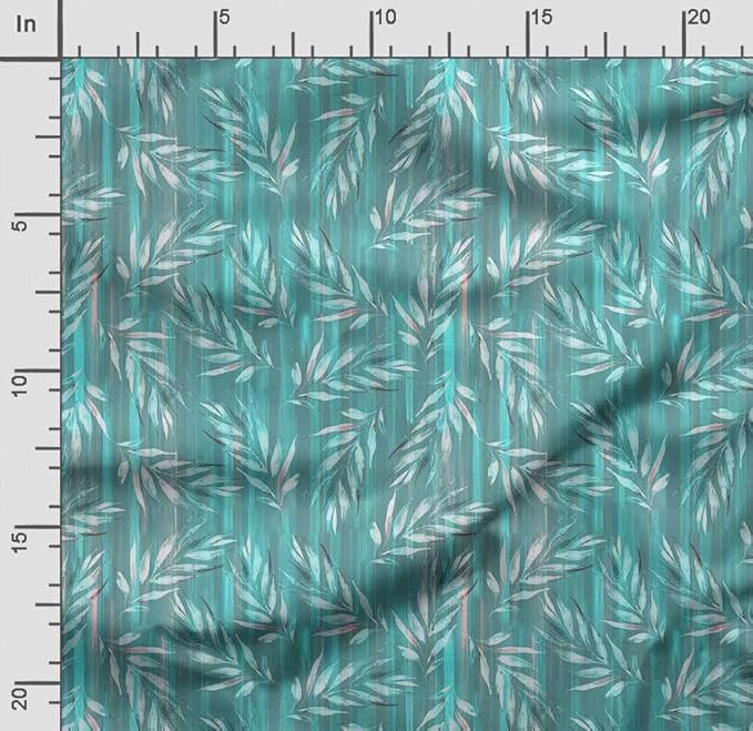 Soimoi Leaves Print - Green, Premium Cotton Cambric Fabric - Medium Weight Material for Quilting, Kurtis, Blouse, Kids Clothing, Tunic, Curtains - 42" Inch Wide, 1 Yard