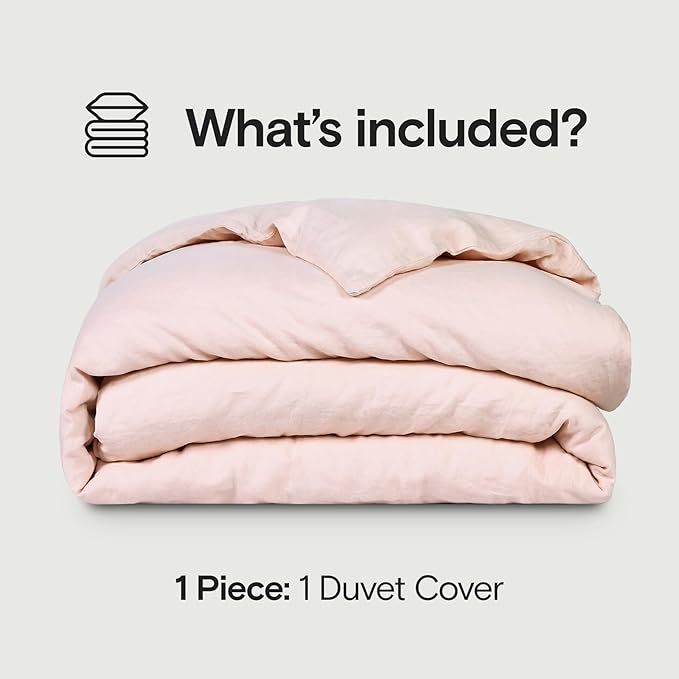 SIJO Premium Stone Washed Organic French Linen Duvet Cover, GOTS Certified Organic, Small Batch Sourced from Normandy, Best Cooling Linen Sheet Award by Sleep Foundation (Blush, Full/Queen)