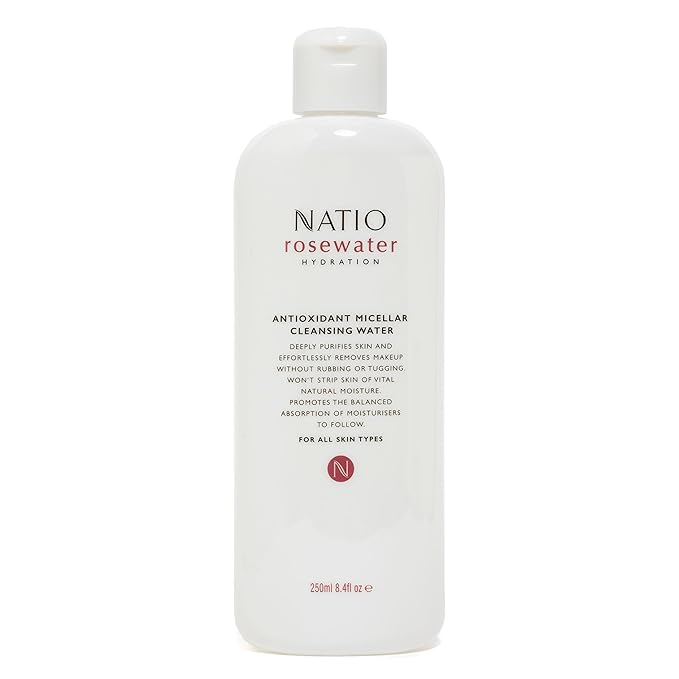 Natio Australia Rosewater Hydration Antioxidant Micellar Cleansing Water, 8.4 oz - Makeup Remover Face Cleanser - Facial Cleanser for All Skin Types