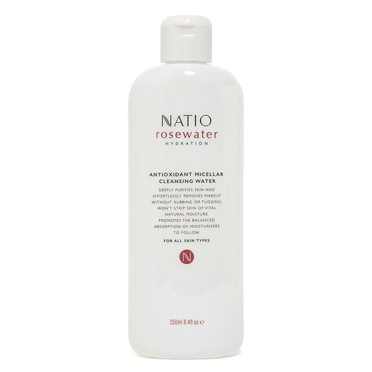 Natio Australia Rosewater Hydration Antioxidant Micellar Cleansing Water, 8.4 oz - Makeup Remover Face Cleanser - Facial Cleanser for All Skin Types