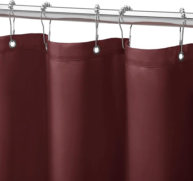 Gibelle Burgundy Red Fabric Shower Curtain or Liner, 72x72 Waterproof Shower Curtain Liner for Bathroom with Metal Grommets, Soft Cloth & Hotel Quality, Machine Washable