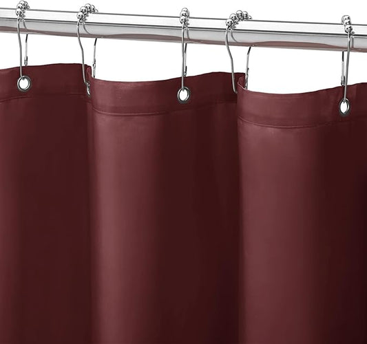 Gibelle Burgundy Red Fabric Shower Curtain or Liner, 72x72 Waterproof Shower Curtain Liner for Bathroom with Metal Grommets, Soft Cloth & Hotel Quality, Machine Washable