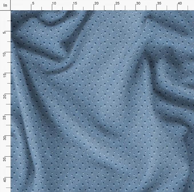 Soimoi Floral Print - Blue, Canvas Fabric Material - 56 Inch Wide, 1 Yard, Unstitched Fabric for Upholstery, Bags, Workwear and Outdoor Gear