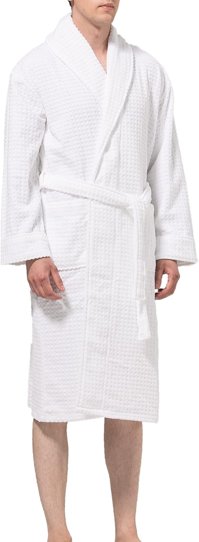 Alpine Swiss Dario Mens Luxury Waffle Knit Cotton Bathrobe Shawl Collar Hotel Spa Robe