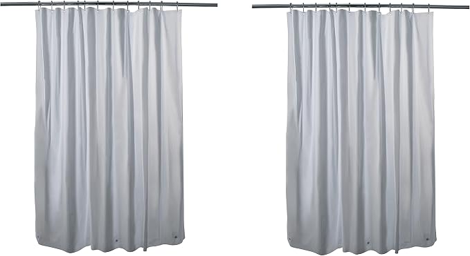 Bath Bliss 2 Pack PVC Standard Shower Curtain Liner | 3G | 70" x 72" | Magnetic Hem | White