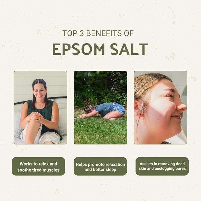 Epsom Salt (48oz) - Direct from The Shore of The Dead Sea - Organic Salt as Body Scrubs, Bath Salt, and Foot Bath Soak 4 Packs