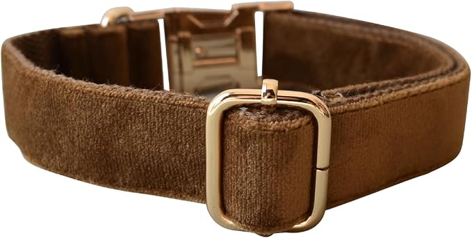 Love Dream Velvet Dog Collar and Leash Set, Soft & Comfy Adjustable Dog Leash and Collar with Heavy Duty Metal Buckle for Small Medium Large Dogs Training & Walking (Medium, Coffee)