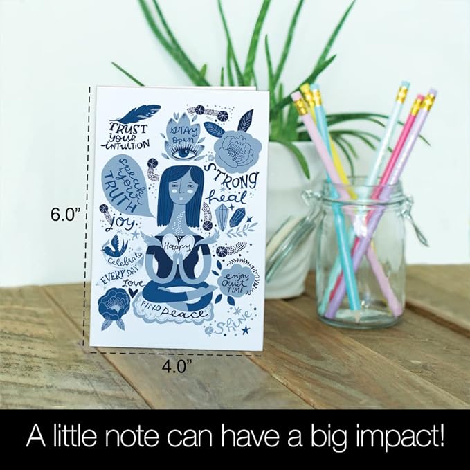 Tree-Free Greetings - All Occasion Cards - Artful Designs - 12 Cards + White Envelopes - Made in USA - 100% Recycled Paper - 4 x 6 - Find Peace (FS54318)