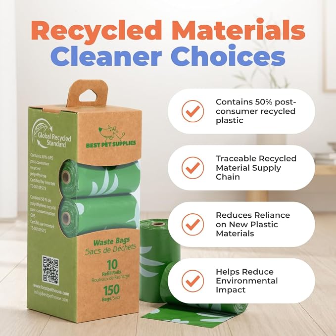 Best Pet Supplies Dog Poop Bags for Waste Refuse Cleanup, Doggy Roll Replacements for Outdoor Puppy Walking and Travel, Leak Proof and Tear Resistant, Thick Plastic - Green (Scented), 300 Bags