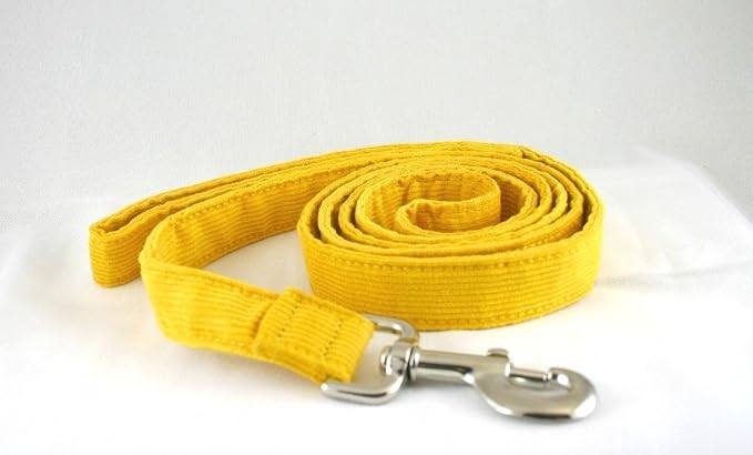 The Good Dog Company Hemp Corduroy Leash - 6 ft (1 Inch Width, Marigold)