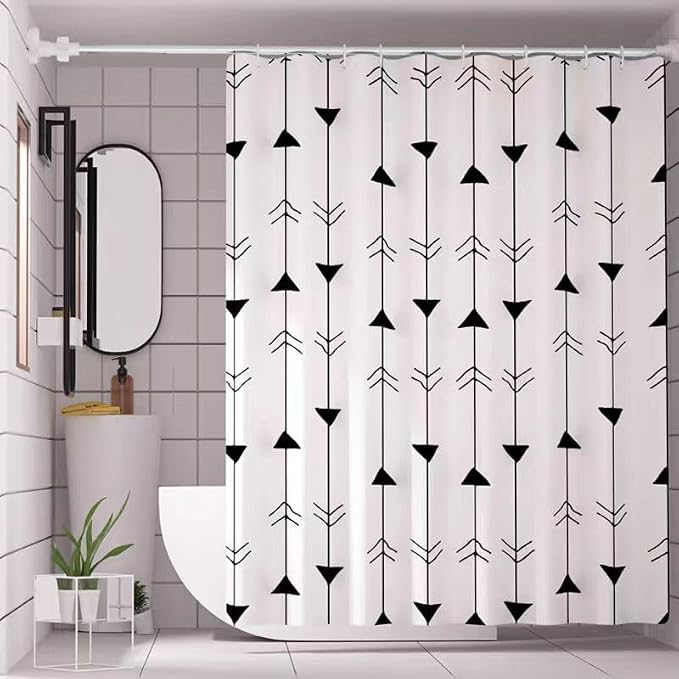 TIKABC Black Arrow Shower Curtain Liner, 4G PEVA Shower Liner, Plastic Peva Waterproof Shower Curtains, 72x72 inch with Grommet Holes 3 Magnetic Weights