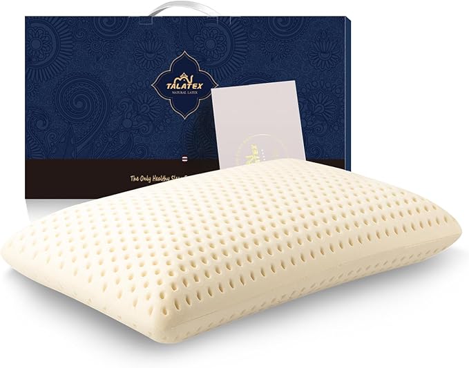 Talatex 100% Natural Premium Talalay Latex Pillow, Purefusion Talalay Latex Helps Relieve Pressure, No Memory Foam Chemicals for Side and Back Sleepers, Perfect Package Best Gift with Removable Cover