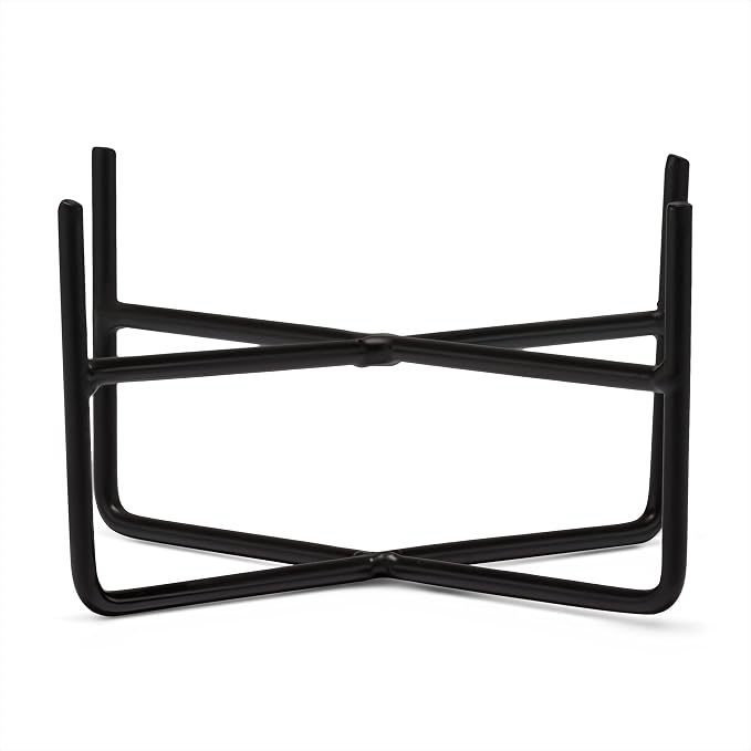 Waggo Simple Solid Dog Bowl and Dog Bowl Stand - Single Iron Stand with Single Ceramic Feeder or Water Bowl (Matte Black, Medium)