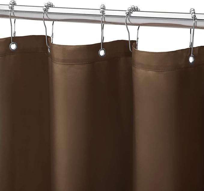 Gibelle Extra Long Shower Curtain Liner 72 x 84 Inches, Brown Shower Curtain Liner, Washable Waterproof Fabric Bathroom Shower Curtain