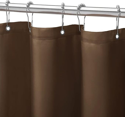 Gibelle Extra Long Shower Curtain Liner 72 x 84 Inches, Brown Shower Curtain Liner, Washable Waterproof Fabric Bathroom Shower Curtain