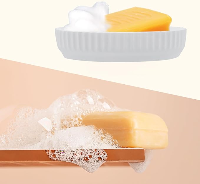 Soap Dish for Bar Diatomaceous Earth Soap Holder Bathroom Trays,Water Absorbent Stone Shower Soap Holder Sponge Holder Bathroom Shower Accessories