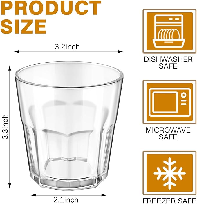 LemonRoad 24 Pcs Rock Bar Stackable Beverage Glasses Dishwasher Safe Drinking Glasses Glass Water Tumblers for Whiskey, Soda, Juice, Milk, Beer, Spirits Daily Use