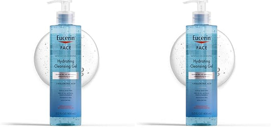 Eucerin Face Gentle Cleansing Hydrating Cleansing Gel,Daily Face Wash and Makeup Remover with Hyaluronic Acid,13.5 Fl Oz Bottle,(Pack of 2)