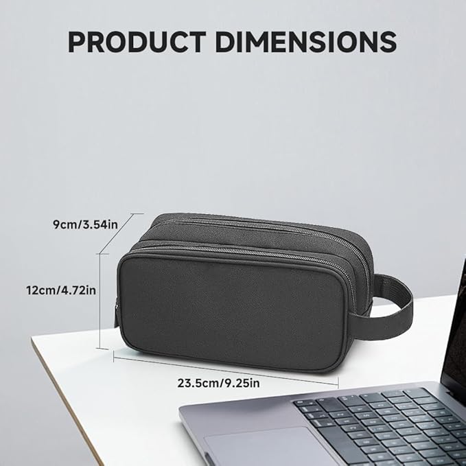 Teskyer Cable Organizer Bag, Travel Electronics Accessories Organiser, Protable Tech Pouch for Phone Chargers, Cables, Flash Drive, Power Bank, Hard Drive, Dark Grey, 23.5 x 12 x 9 cm, Double-Layer