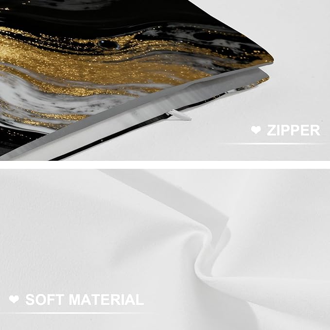 Shrahala Black and White Decorative Throw Pillow Cover, Abstract Hand Black and White with Gold Close Lumbar Pillowcase Blended Double-Sided No Inserts for Bedroom Living Room Set of 2 (12 X 20 in)
