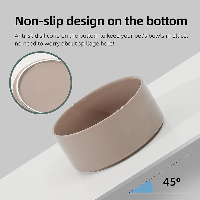 Havniva 7.3inch Ceramic Raised Dog Bowl with Stand, Double Dog Bowls Elevated for Medium Breed Dog Food and Water Bowl Set Non-Slip Dog Dish Large Capacity Feeding Pet Water Bowl