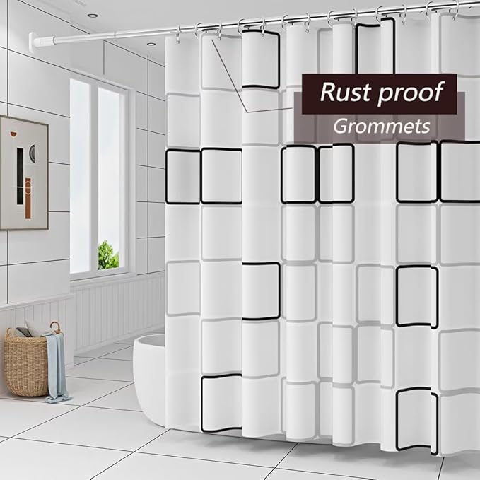 TIKABC Shower Curtain Liner, 4G PEVA Square Shower Liner, Plastic Waterproof Shower Curtains, 72x72 inch with Grommet Holes 3 Magnetic Weights