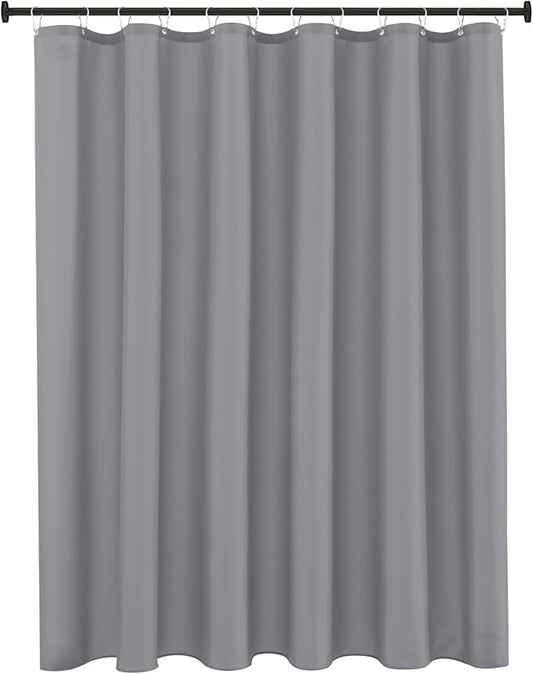 Biscaynebay Long Fabric Shower Curtain Liners 72" Width by 78" Length, Silver Grey Water Resistant Bathroom Curtains, Rust Resistant Grommets Top Weighted Bottom Machine Washable