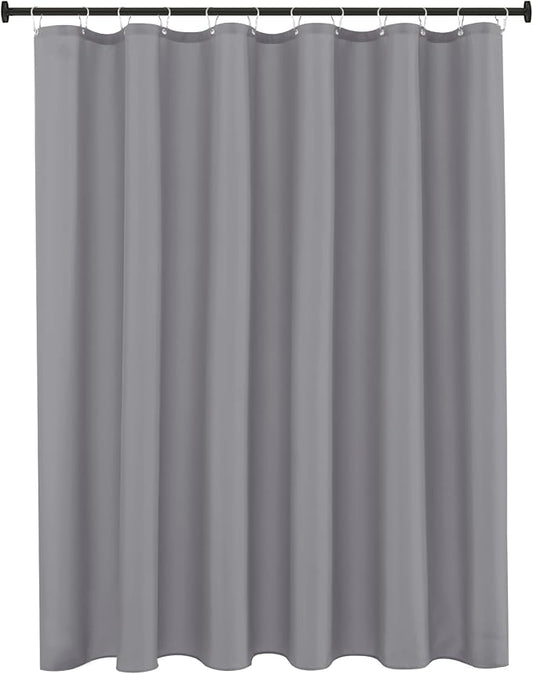 Biscaynebay Fabric Shower Curtain Liner 72 Inches by 72 Inches, Silver Grey Water Resistant Bathroom Curtains Rust Resistant Grommets & Weighted Bottom Hem Machine Washable