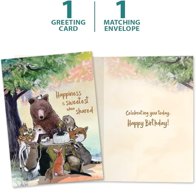 Tree-Free Greetings - Birthday Cards - Artful Designs - 1 Card + Matching Envelope - Made in USA - 100% Recycled Paper - 5"x7" - Sweetest When Shared (GO69170)