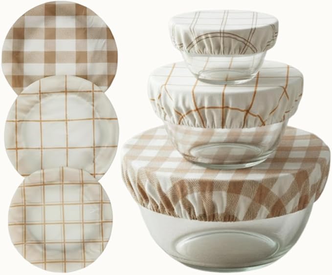 3 Pcs Reusable Bowl Covers for Bread Proofing Beeswax Bowl Covers Reusable 8/10/12 Inch, 100% Organic Cotton, Elastic Cover for Sourdough Bread, Dough Proofing & Food Storage