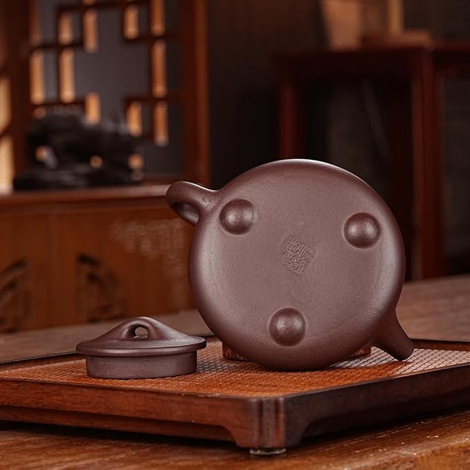 Fine Zisha Teapot Series,Chinese Genuine Handmade Yixing Purple Clay Tea Pot 10.8 Oz with 2 Cups,Infuse Brew Kungfu Tea Maker -Shipiao Tea Set