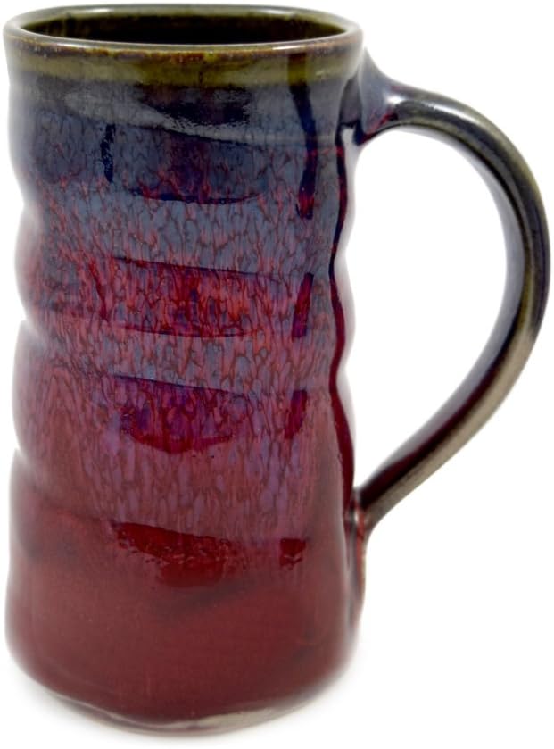 Plum Perfect Spiral Stoneware Mug, American Made Pottery, 14 oz