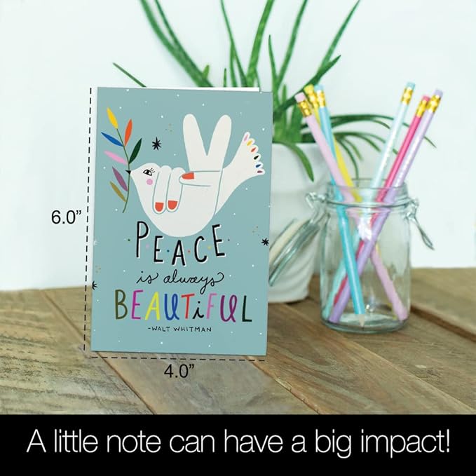 Tree-Free Greetings - All Occcasion Cards - 12 Cards + 12 White Envelopes - Made in USA - 100% Recycled Paper - 4"x6" - Beautiful Peace (FS54553)