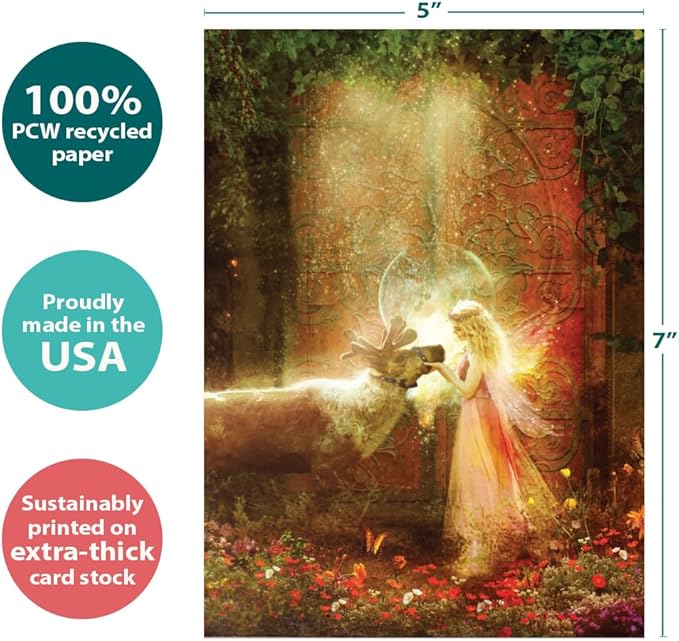 Tree-Free Greetings - Winter Solstice Greeting Cards - Artful Designs - 2 Cards + Matching Envelopes - Made in USA - 100% Recycled Paper - 5"x7" - Gentle Kindness (GT64280)
