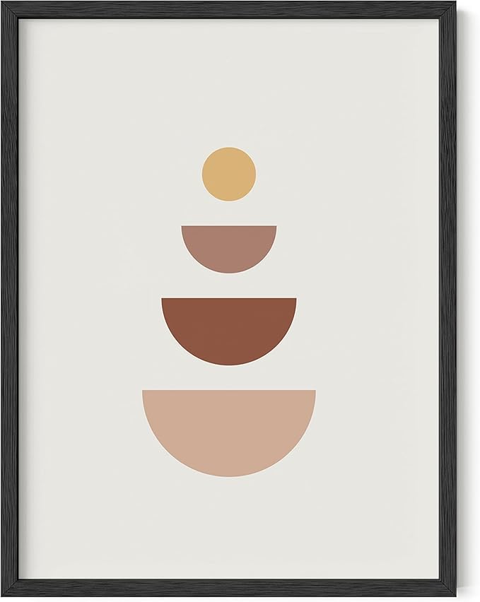 Y2K BOO Minimalist Geometric UNFRAMED Wall Art Stacked Semi-Circle Shapes Earth Tones Terracotta Brown Mid Century Modern 12x16 Inch Heavyweight Paper Studio Decor