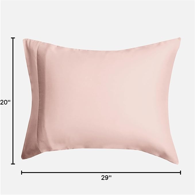 DOZ Pillowcase Set, 100% Viscose derived from Bamboo, Organically Grown, Buttery Soft, Silky, Breathable, Cooling, Oeko-TEX, High GSM, 2-Pack, Envelope Closure (Queen, Blush)