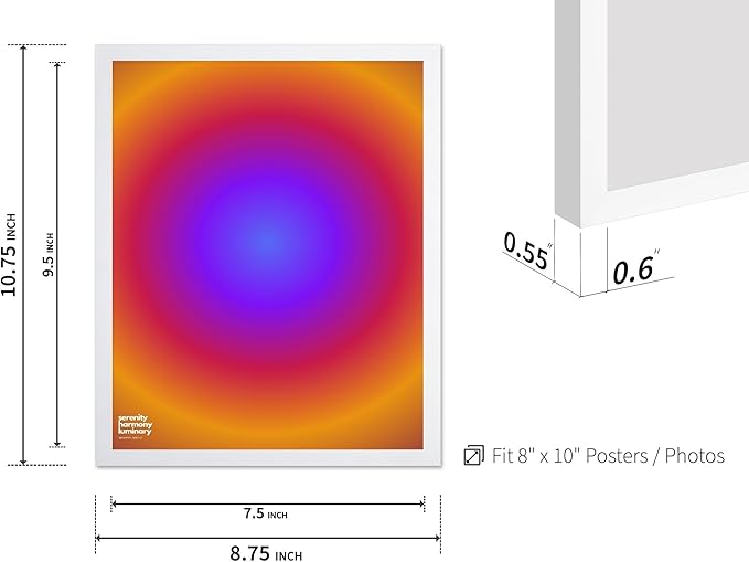 Monem Art Radiant Infinity Circle Gradient Print - Modern Abstract Color Field Poster - Wall Decor for Living Room, Bedroom or Office - 8x10 White Framed Wall Art by Rs Lab Studio
