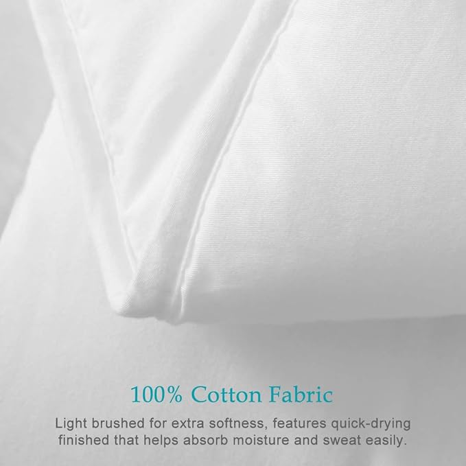 Lightweight Down Alternative Comforter King Size, Breathable Duvet Insert with Ultra-Soft 100% Cotton Cover, Cooling Comforter for Warm/Hot Sleeper (106x90, White)