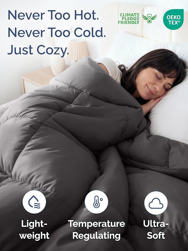 King Size, Dark Gray Alternative Down Comforter - Warm, Lightweight & Breathable Hotel Quality Bedding Set for Men, Women, Kids & Teens - All Season Oversized Cooling Microfiber Duvet Insert Comforter