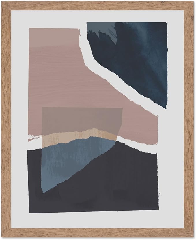 Monem Art Torn Paper Abstract Collage Print - Minimalist Scandinavian Art Poster - Wall Decor for Living Room, Bedroom or Office - 8x10 Beige Framed Wall Art by Mareike Bohmer
