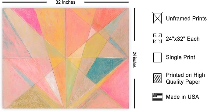 Monem Art Colorful Geometric Abstract Painting Print - Pastel Art Deco Style Art Poster - Wall Decor for Living Room, Bedroom or Office - 24x32 Unframed Wall Art by Renee Stramel