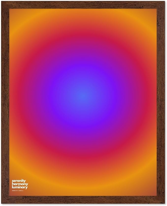 Monem Art Radiant Infinity Circle Gradient Print - Modern Abstract Color Field Poster - Wall Decor for Living Room, Bedroom or Office - 8x10 Brown Framed Wall Art by Rs Lab Studio