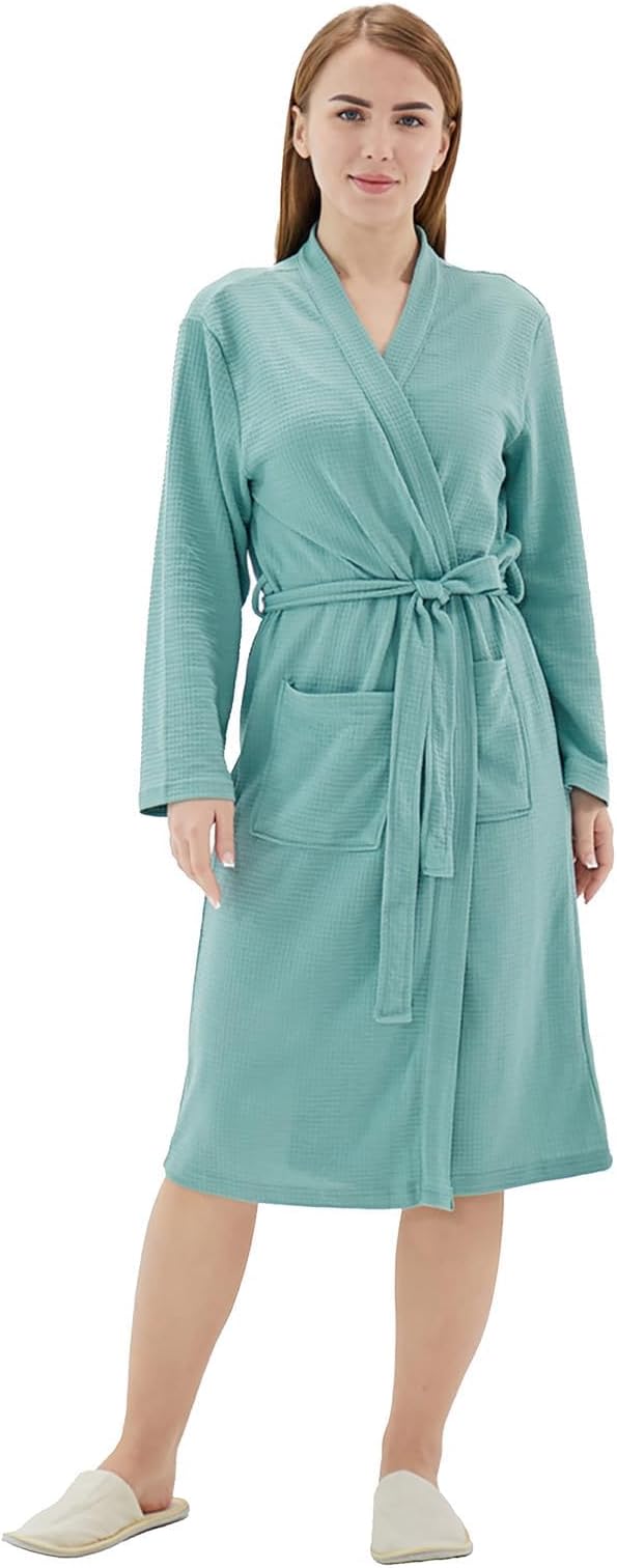 Women's Robes Luxury cotton Lightweight Summer Long Plus Size BathRobes for Women Soft Kimono Spa Knit Waffle Robes