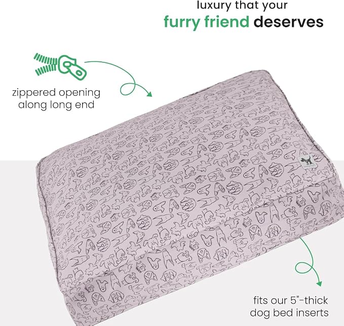 Molly Mutt Only You Dog Bed Duvet Cover, 100% Cotton Canvas Cover for Dog, Puppy, or Cat Bed, Durable, Washable, and Free of Harmful Chemicals, Medium/Large, 27"x36"x5"