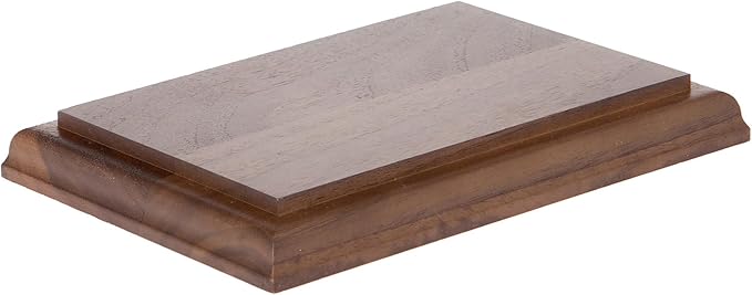 Plymor Solid Walnut Rectangular Wood Display Base with Ogee Edge, 6.875" W x 4.875" D x 0.75" H, Pack of 6
