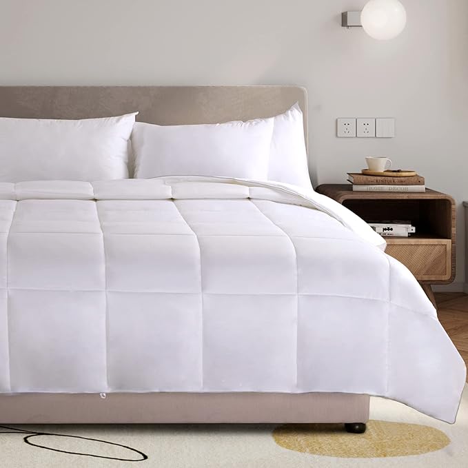 NEXHOME PRO Viscose from Bamboo Cooling Comforter, White Queen Lightweight Down Alternative Cool Natural Organic Duvet Insert, Summer Bedding Blenket Cool for Hot Sleepers,8 Corner Tabs(90"x 90")